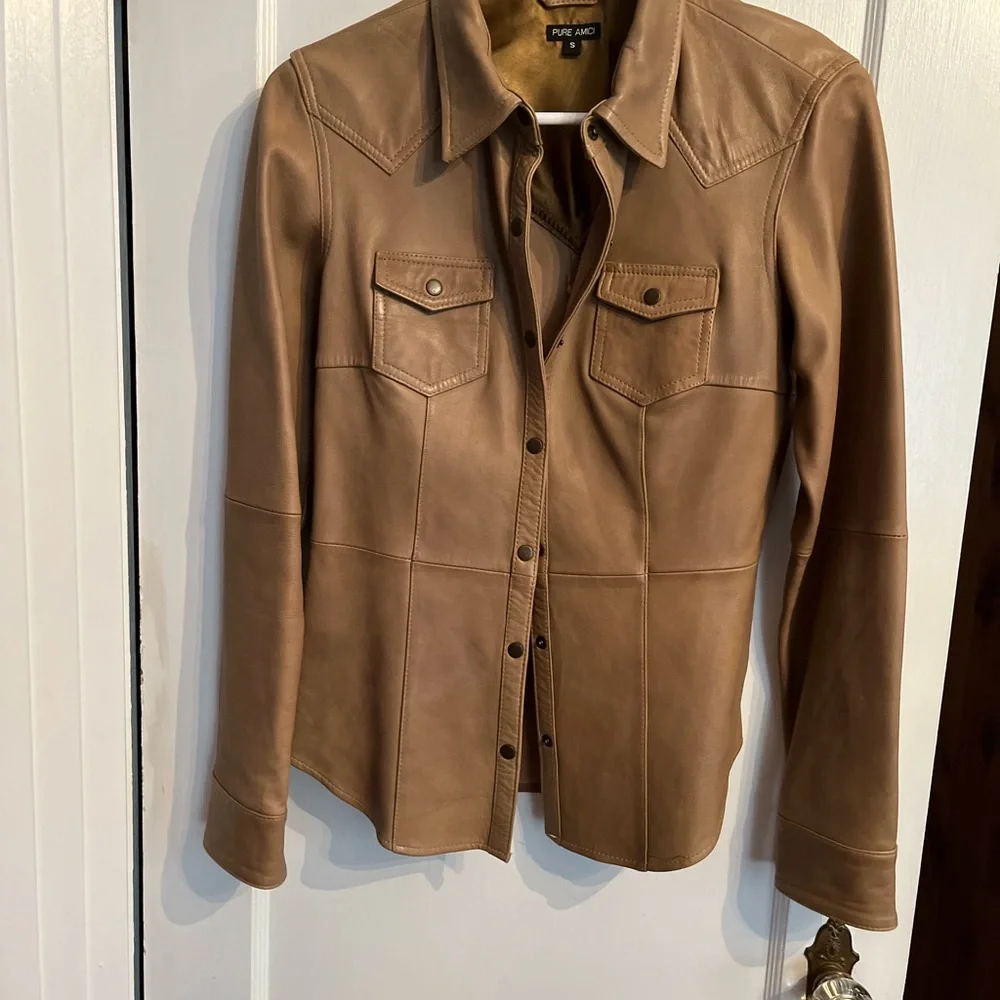 Butter soft genuine leather western shirt jacket - Picture 1 of 9